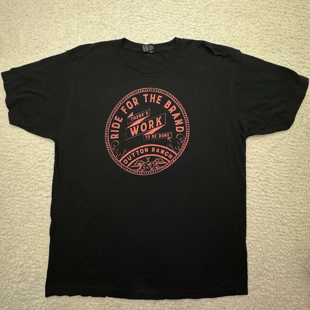 Yellowstone Mens‎ T-Shirt Sz XL Black Dutton Ranch Ride For The Brand Work EUC